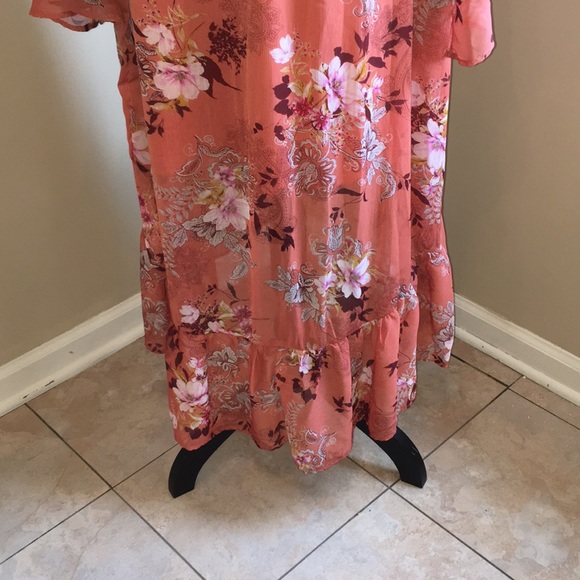 WONDERLY BOHO SHEER FLORAL WRAP DRESS - Picture 6 of 11